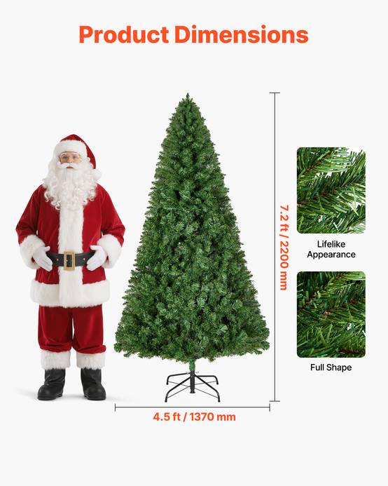 VEVOR Sapin de Noël Artificiel Arbre Décoration 220 cm avec 1346 Branches PVC - Image 2