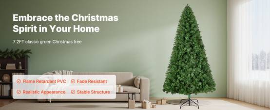 VEVOR Sapin de Noël Artificiel Arbre Décoration 220 cm avec 1346 Branches PVC - Image 9