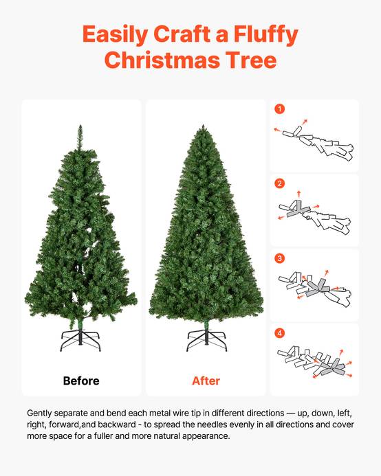 VEVOR Sapin de Noël Artificiel Arbre Décoration 220 cm avec 1346 Branches PVC - Image 6