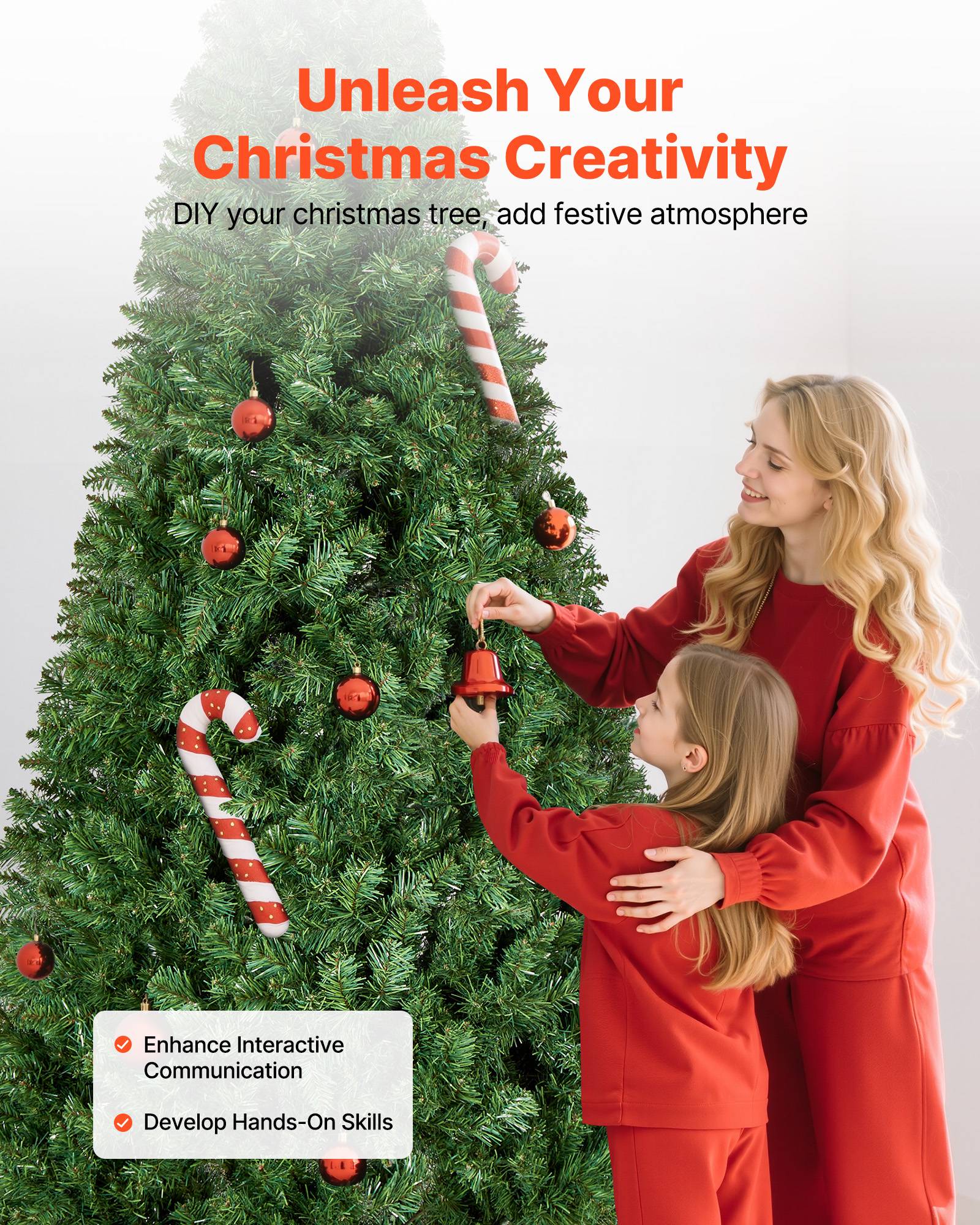 VEVOR Sapin de Noël Artificiel Arbre Décoration 220 cm avec 1346 Branches PVC - Image 5