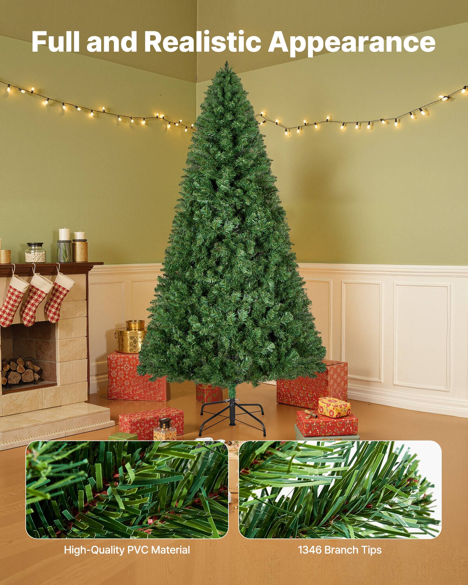VEVOR Sapin de Noël Artificiel Arbre Décoration 220 cm avec 1346 Branches PVC - Image 3