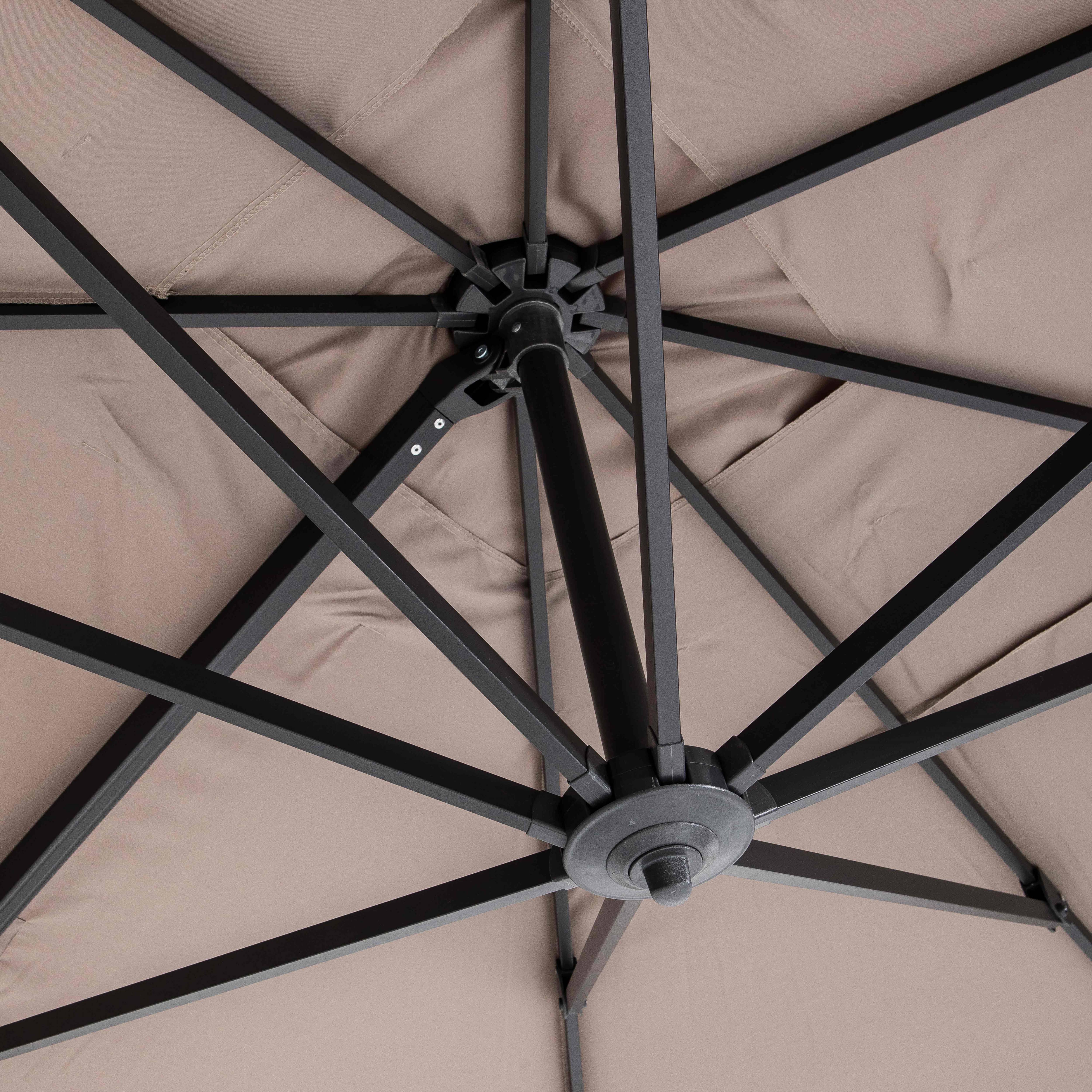 Oviala - Parasol Déporté 3x4m Inclinable Rotatif + 4 Dalles Lestées taupe Caserta - Oviala - Image 6