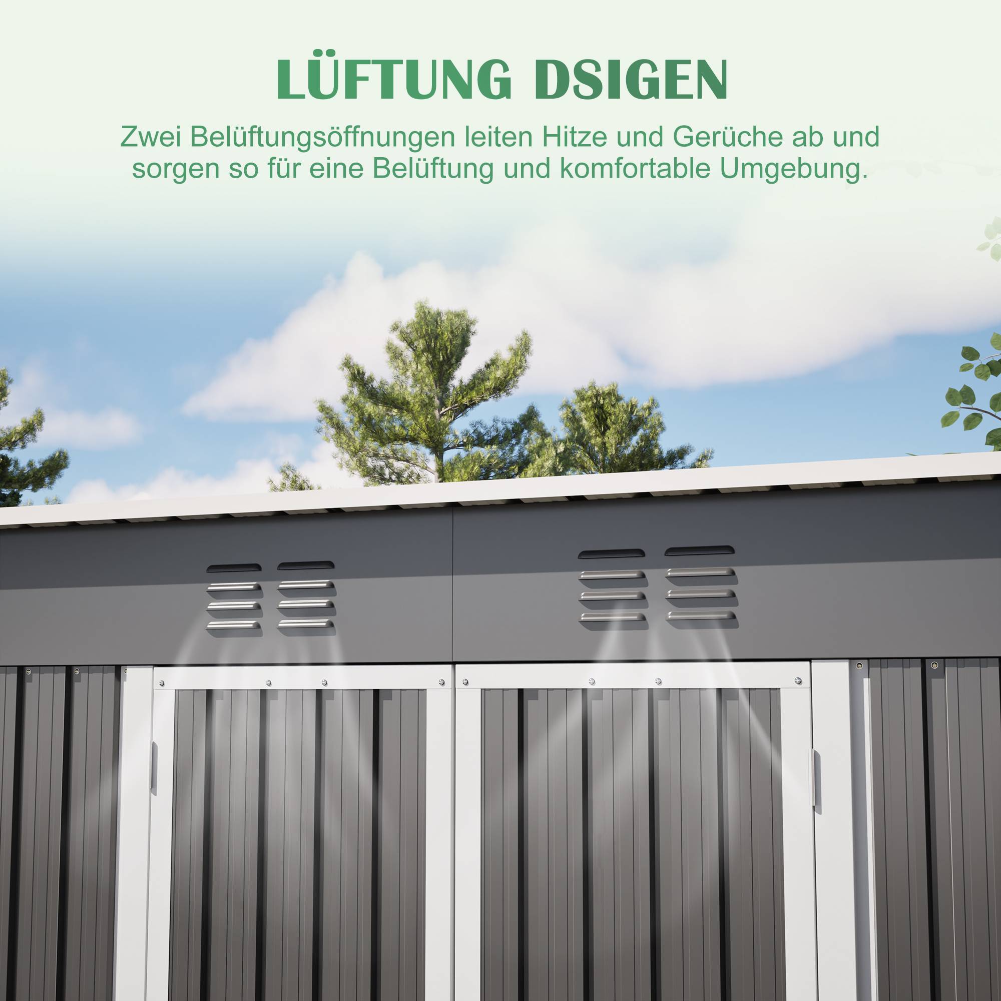 ComfortXL - Abri de jardin métal gris 242 x 126 x 182 cm adossable ventilé et verrouillable - ComfortXL Outdoor Living - Image 5