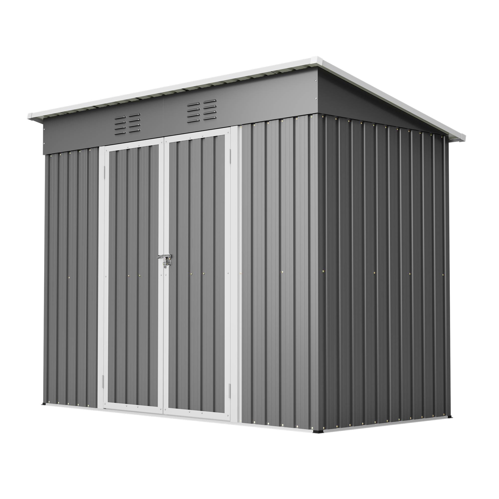 ComfortXL - Abri de jardin métal gris 242 x 126 x 182 cm adossable ventilé et verrouillable - ComfortXL Outdoor Living - Image 1