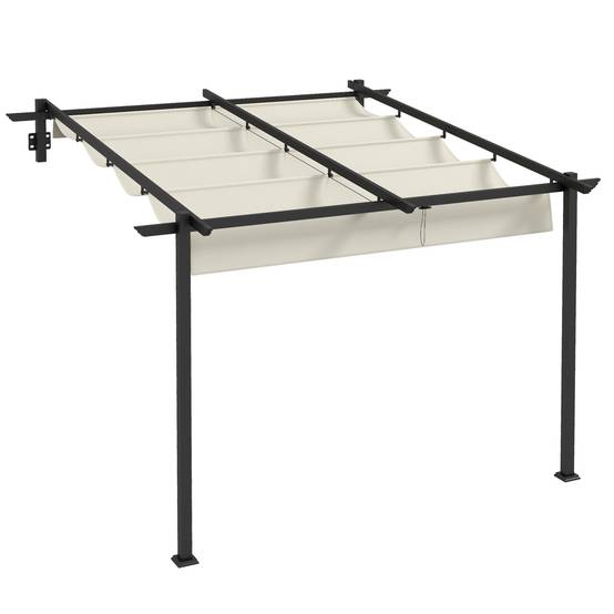 Gazebo pergola pare-vent 3 x 3 m avec toit réglable, coloris crème, protection solaire jardin et terrasse - Image 1