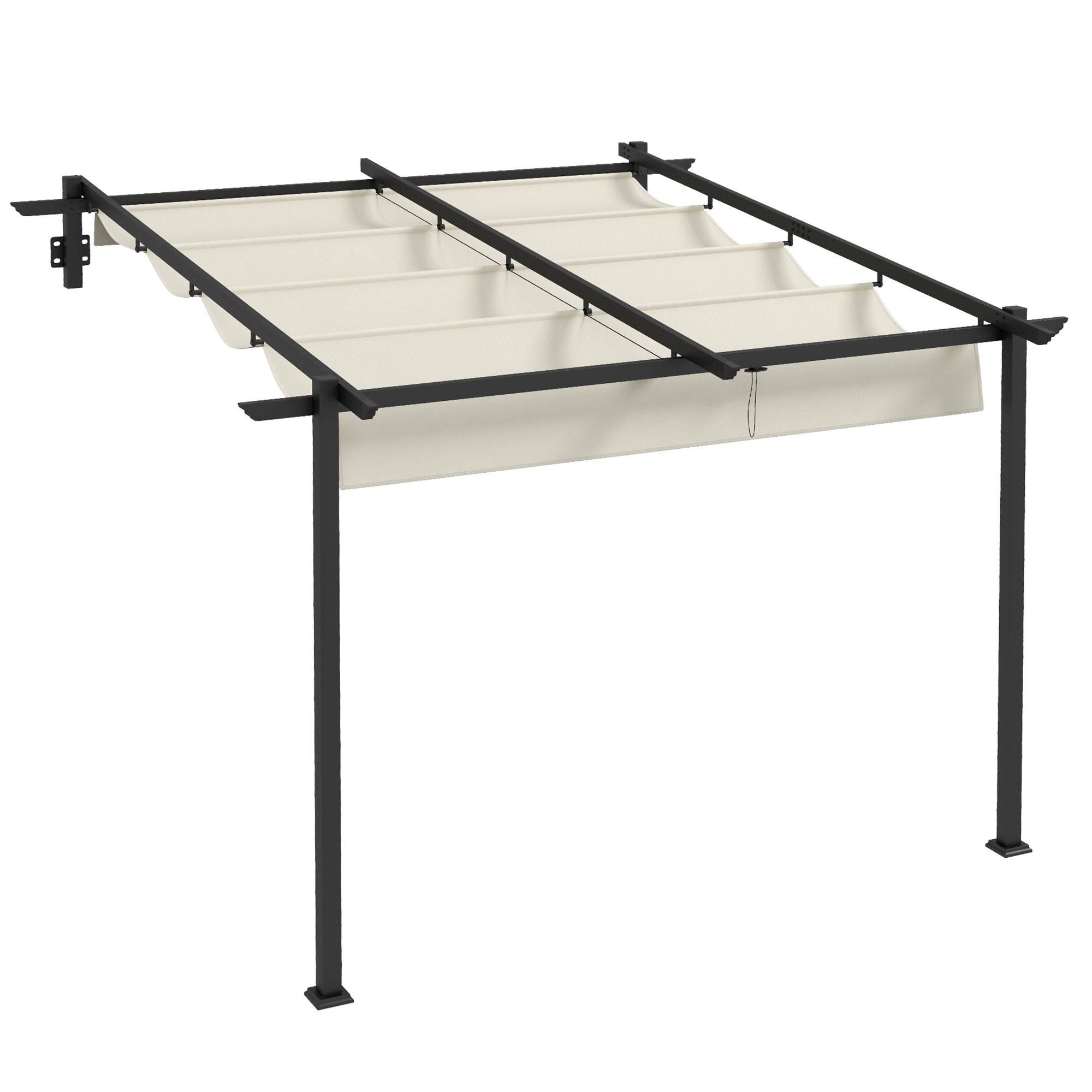 Gazebo pergola pare-vent 3 x 3 m avec toit réglable, coloris crème, protection solaire jardin et terrasse - Image 1