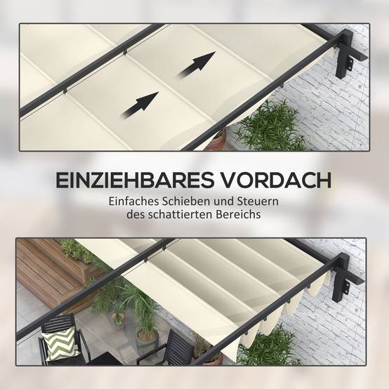 Gazebo pergola pare-vent 3 x 3 m avec toit réglable, coloris crème, protection solaire jardin et terrasse - Image 5