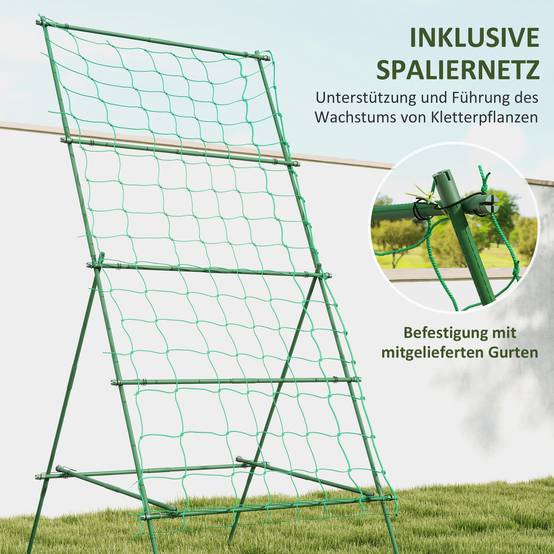 Treillis Tuteur Forme A Acier Jardin Plantes Grimpantes Filet Inclus 101x133cm Vert - ComfortXL Outdoor Living - Image 5