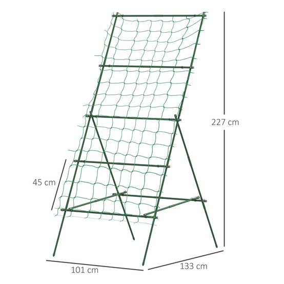 Treillis Tuteur Forme A Acier Jardin Plantes Grimpantes Filet Inclus 101x133cm Vert - ComfortXL Outdoor Living - Image 3