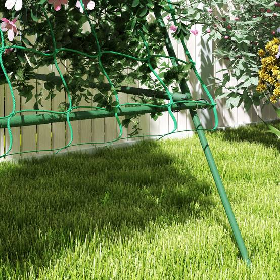 Treillis Tuteur Forme A Acier Jardin Plantes Grimpantes Filet Inclus 101x133cm Vert - ComfortXL Outdoor Living - Image 8