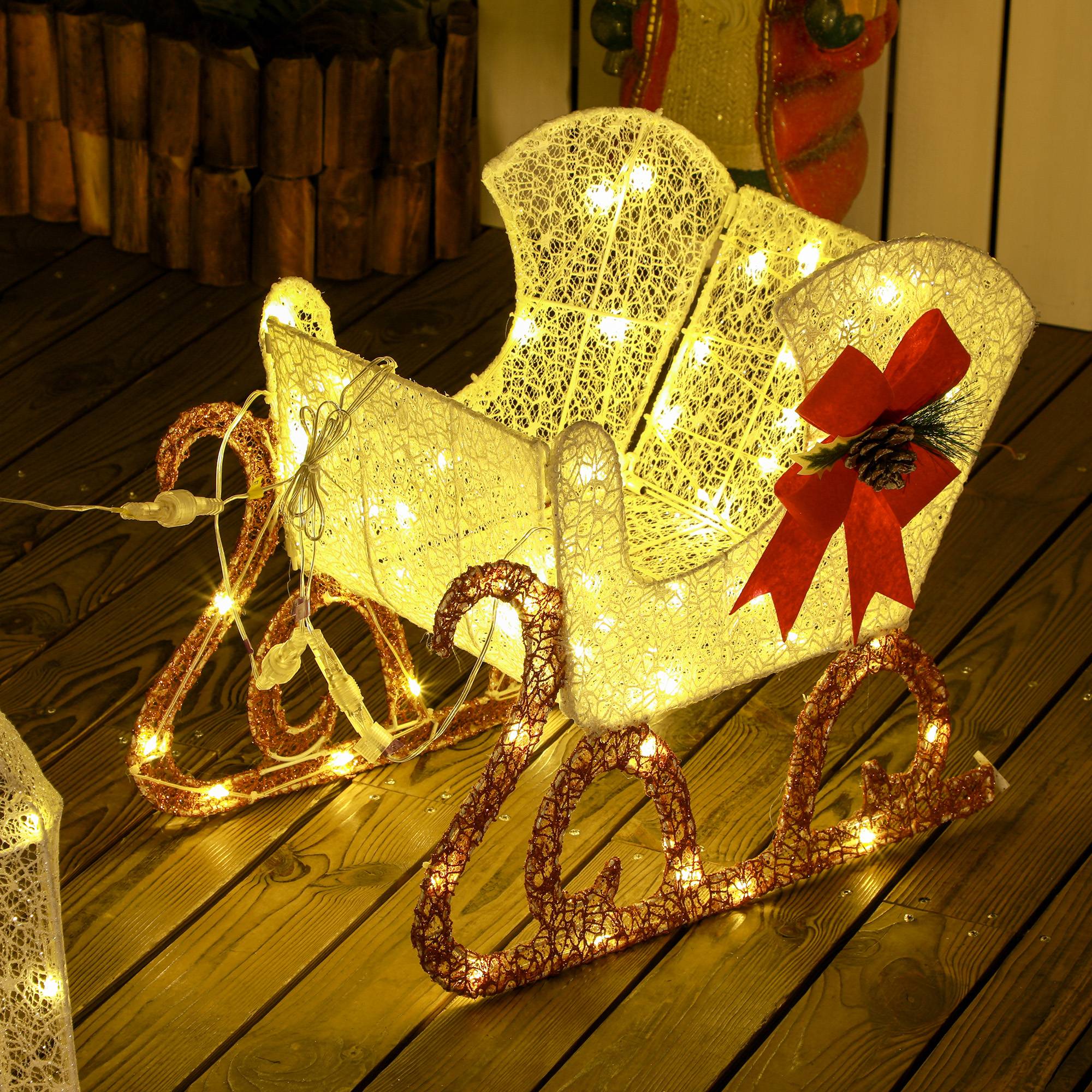 ComfortXL - Décoration de Noël renne et traîneau métal blanc 50 x 29 x 42 cm extérieur jardin 170 LED blanc chaud IP44 - Image 7