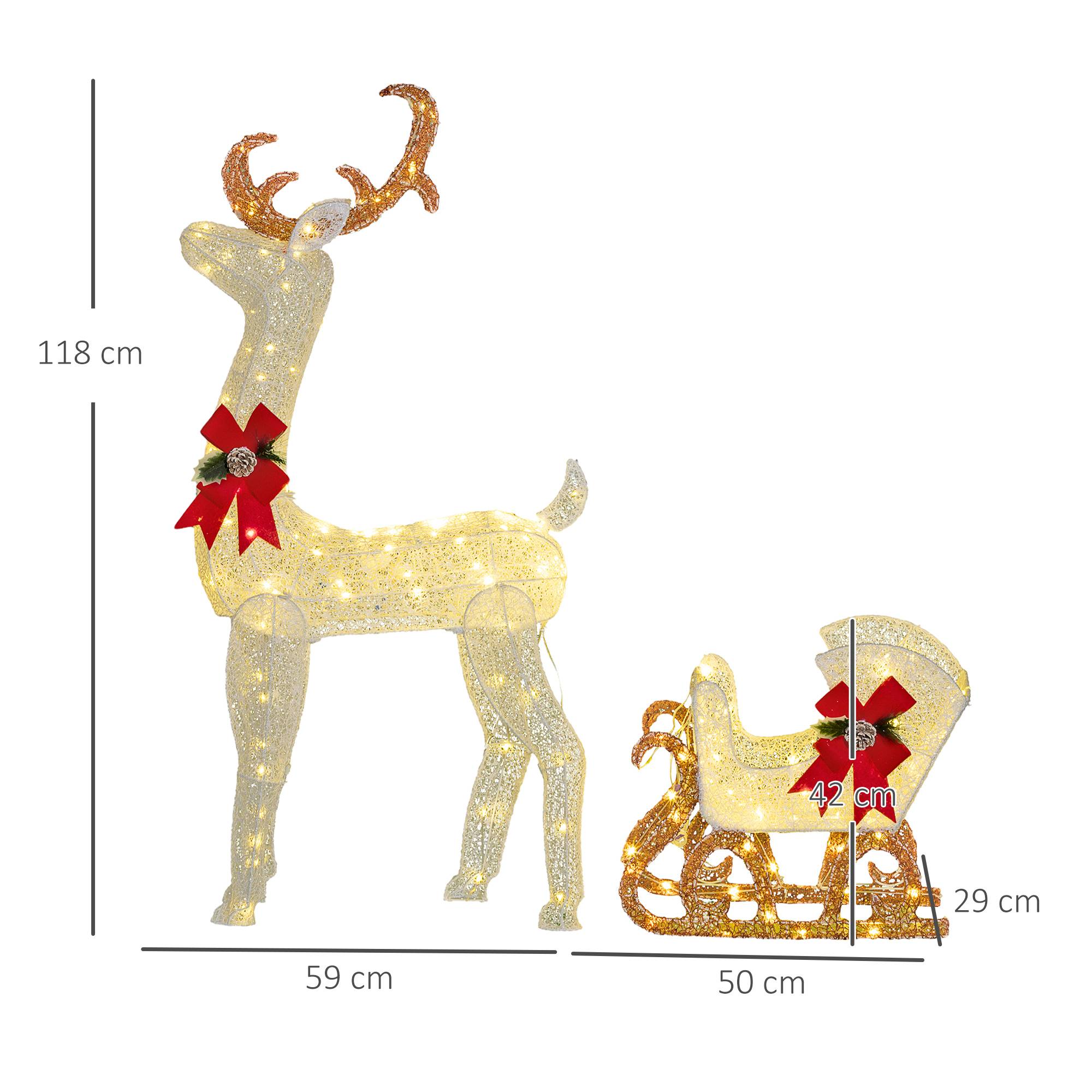 ComfortXL - Décoration de Noël renne et traîneau métal blanc 50 x 29 x 42 cm extérieur jardin 170 LED blanc chaud IP44 - Image 3