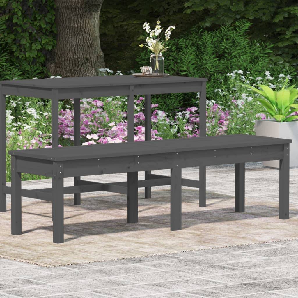 Maison Chic - Banc de jardin - Banc d'extérieur - Banquette à 2 places gris 159,5x44x45cm bois massif de pin - Image 3