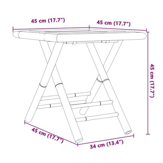 Table d'Appoint Pliable en Bambou 45x45cm, Petite Table de Jardin Carrée et Nomade – ComfortXL Outdoor Living - Image 8