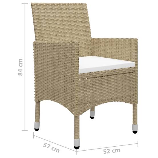 ComfortXL - Ensemble Repas de Jardin 2 Personnes Table Bois et Chaises Résine Tressée Beige – ComfortXL Outdoor Living - Image 3