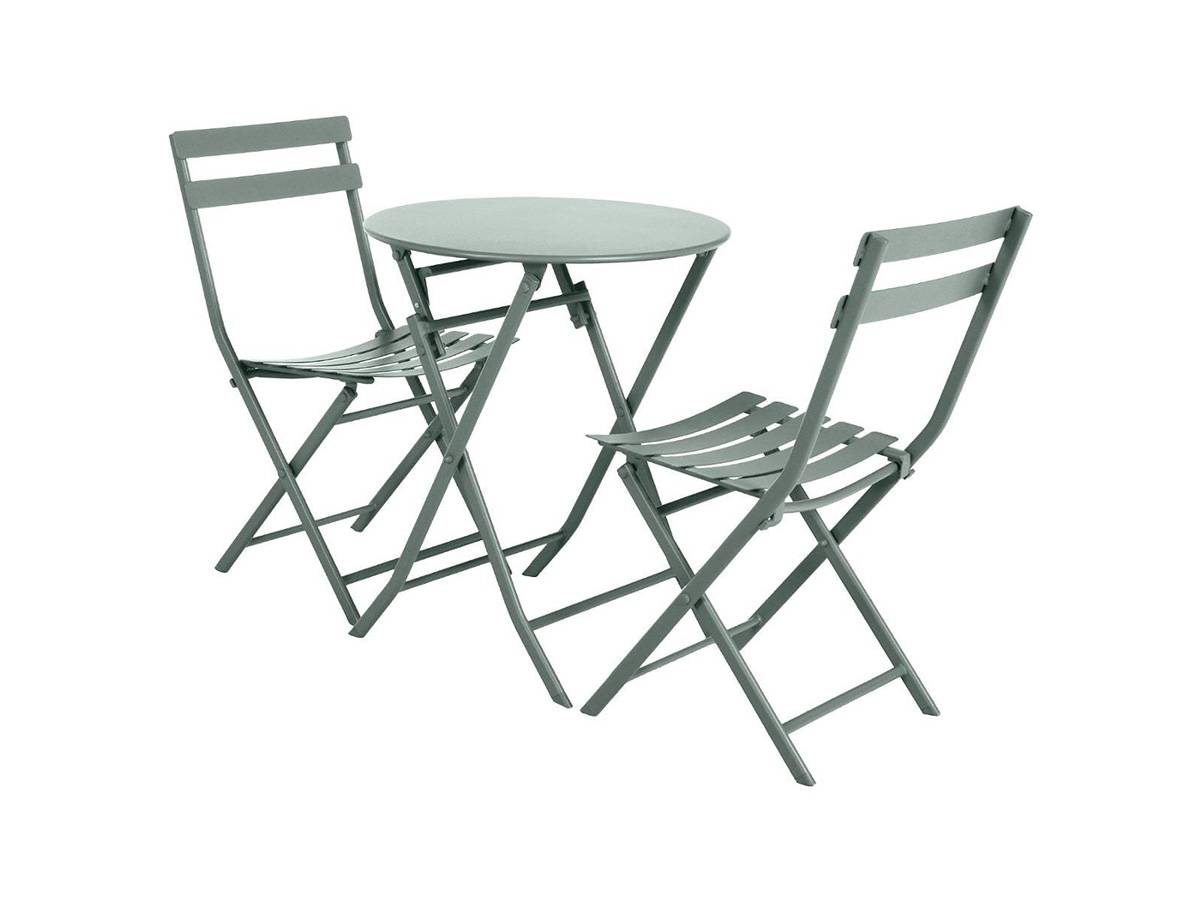 Hesperide - Salon de jardin rond en métal Greensboro Ø 60 cm Olive avec 2 chaises - Hespéride - Image 1