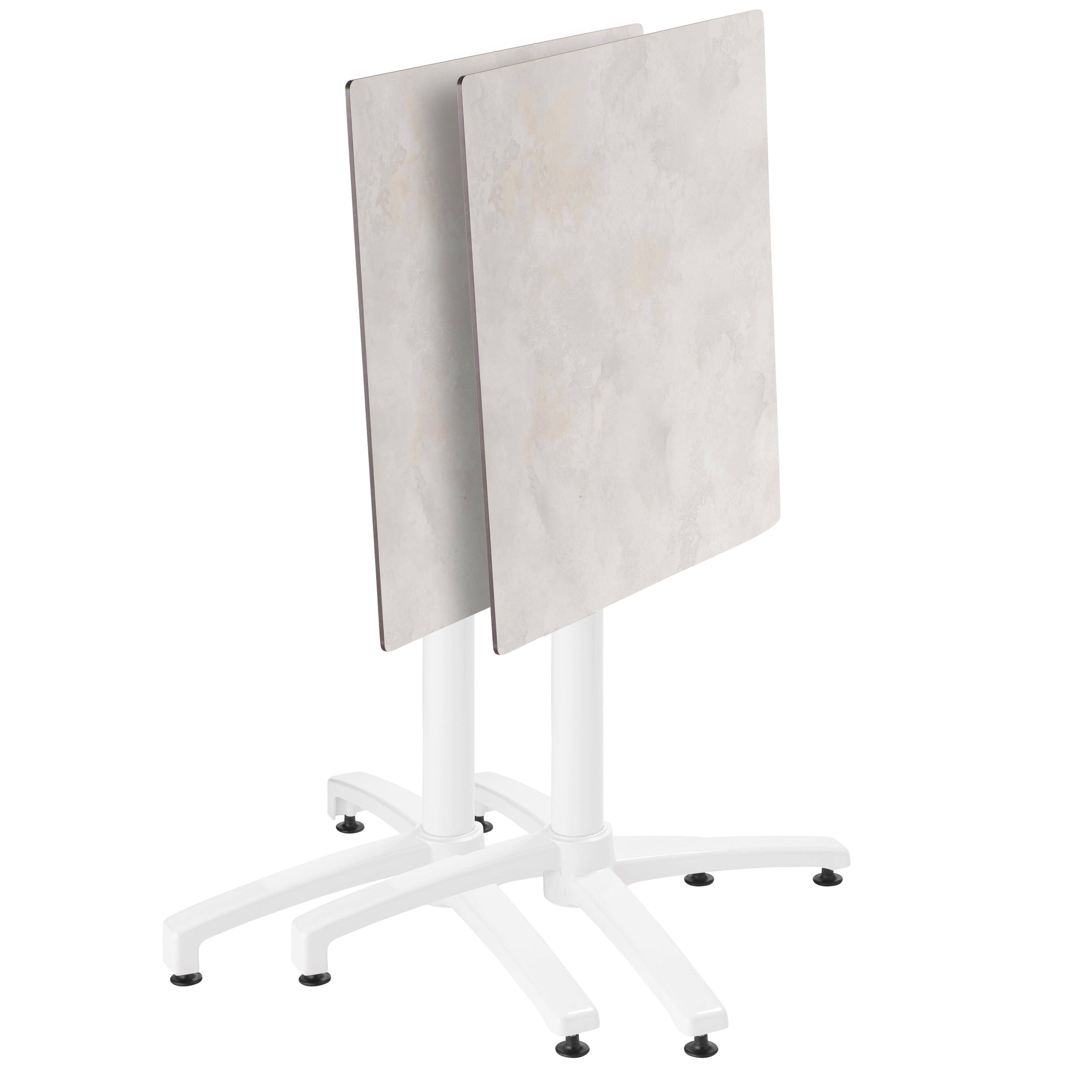 Oviala - Ensemble table 60 cm béton gris clair et 4 chaises en métal blanc - Oviala - Image 3
