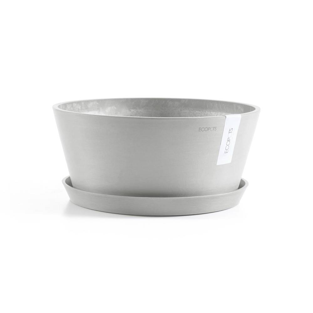 Ecopots - Pot Rond Frankfurt 40 Blanc Gris - Ø 41 x H. 18 cm - 16,4 L ECOPOTS - Image 5