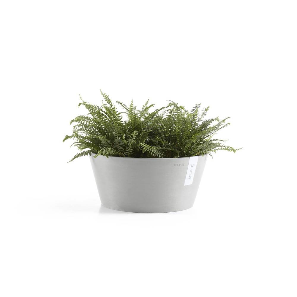 Ecopots - Pot Rond Frankfurt 40 Blanc Gris - Ø 41 x H. 18 cm - 16,4 L ECOPOTS - Image 1