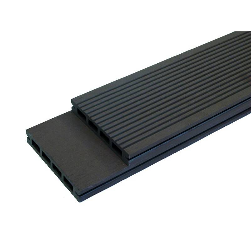 Lame terrasse bois composite alvéolaire Prima L 220 cm / l 12 cm / ep 19 mm - Gris anthracite