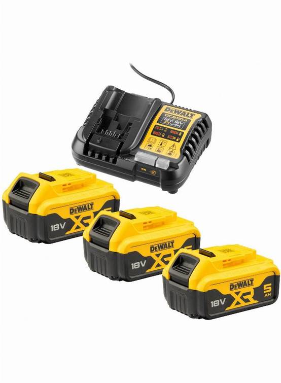 Pack énergie DEWALT XR - 3 batteries 18V 5.0Ah + Chargeur universel 12V/18V - DCB1104P3-QW - Image 1