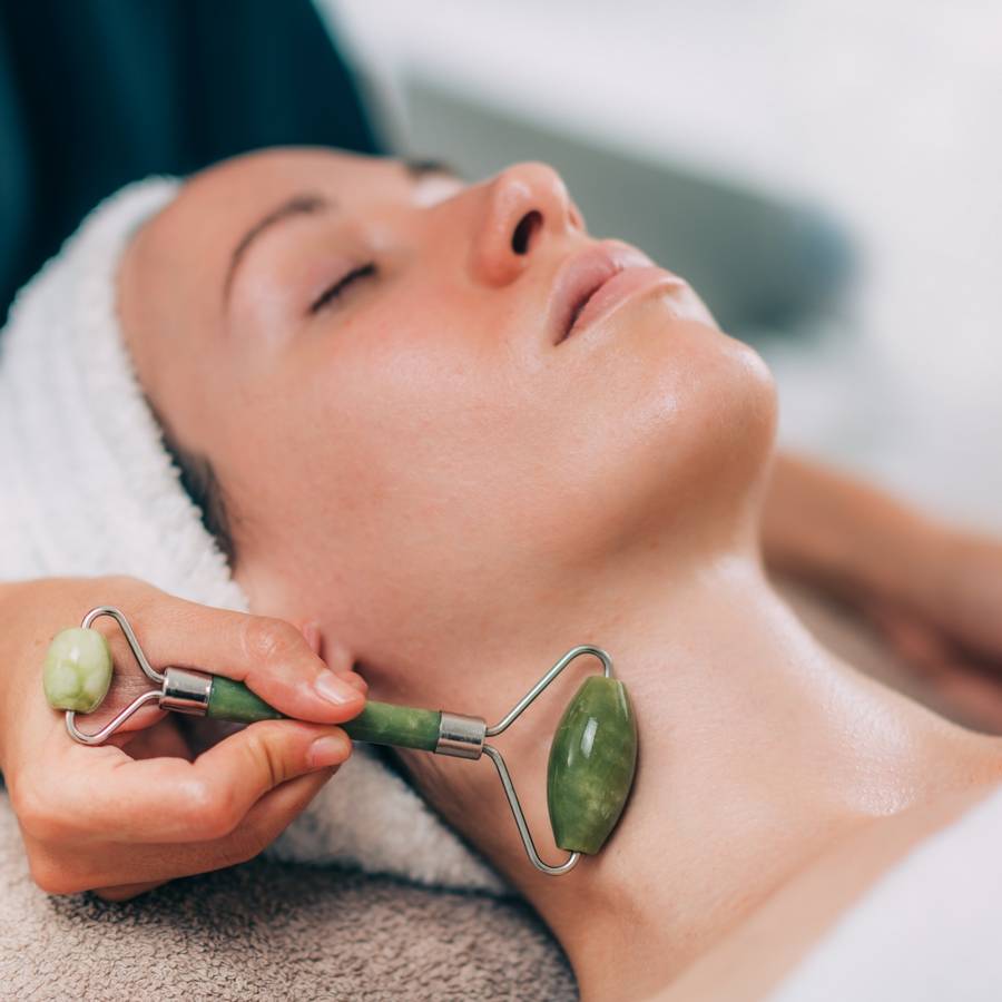 Set de 2 Jade Roller Vert - Masseur Visage – Rouleau de Jade Naturel + Housse – Anti-Age -Rides et ridules -Routine Beauté - Sun&Sia - Image 3