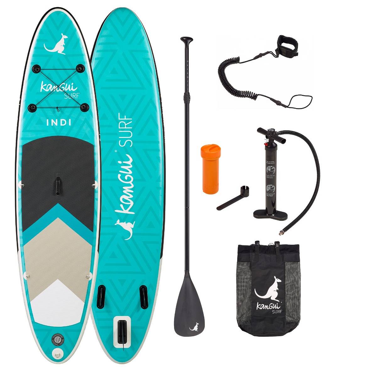 Kangui - KANGUI Stand Up Paddle Gonflable 320 cm (10'6) - SUP avec pagaie réglable, sac à dos, pompe haute pression, leash et kit de réparation - INDI - Image 1