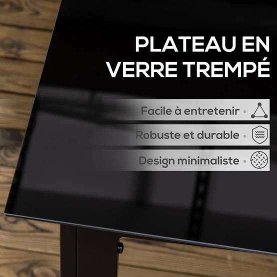 Table de jardin rectangulaire en aluminium et plateau en verre trempé - 6 personnes 150 x 90 x 74 cm noir - Image 6