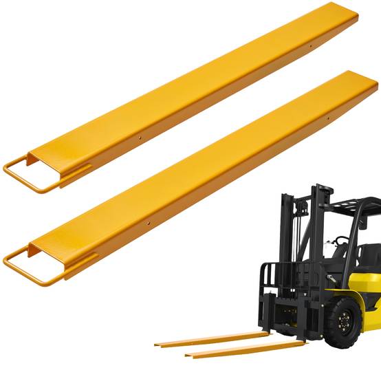 VEVOR Rallonges fourches palette 1520x115 mm, acier carbone, jaune. Charges volumineuses. - Image 1