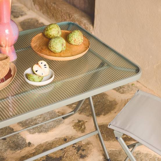 Table de jardin pliante acier + 4 assises textilène kaki - Ancona | sweeek - Image 3