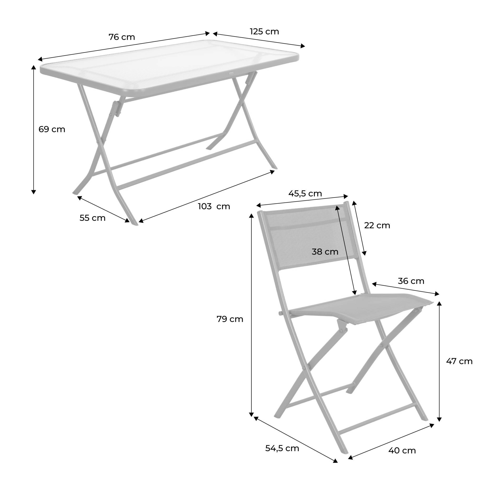 Table de jardin pliante acier + 4 assises textilène kaki - Ancona | sweeek - Image 4