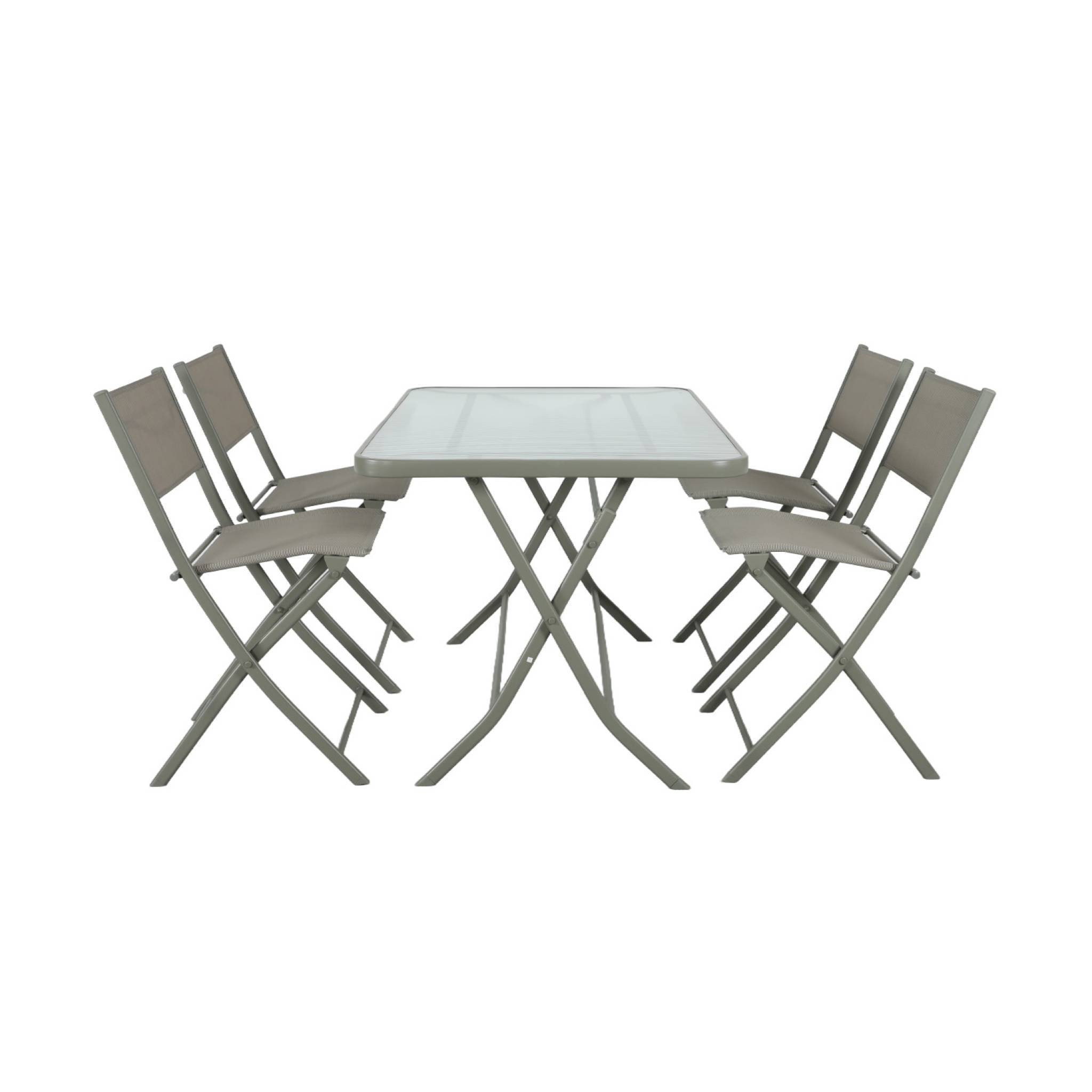 Table de jardin pliante acier + 4 assises textilène kaki - Ancona | sweeek - Image 5