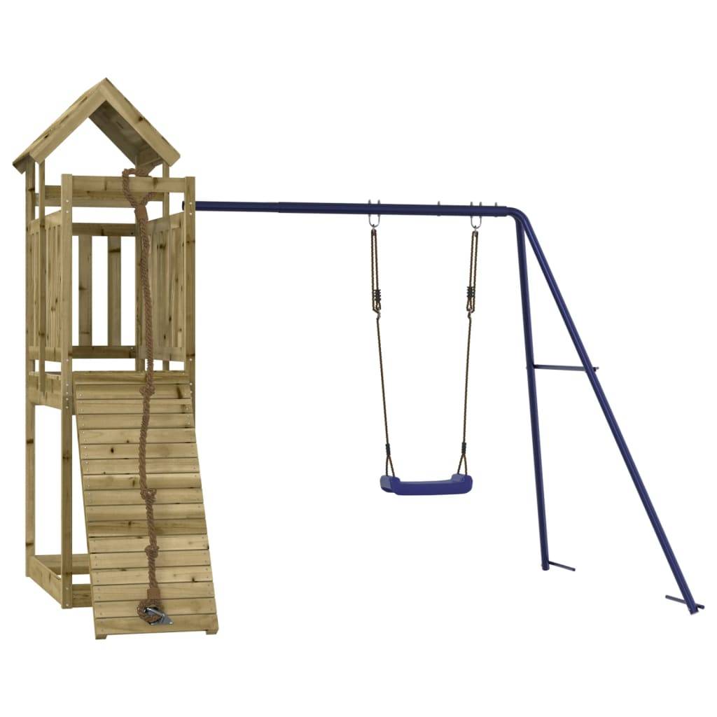 Helloshop26 - Aire de jeux d'extérieur balançoires toboggan portiques robuste jeux jardin 243 x 186 x 214 cm bois de pin imprégné - Image 2