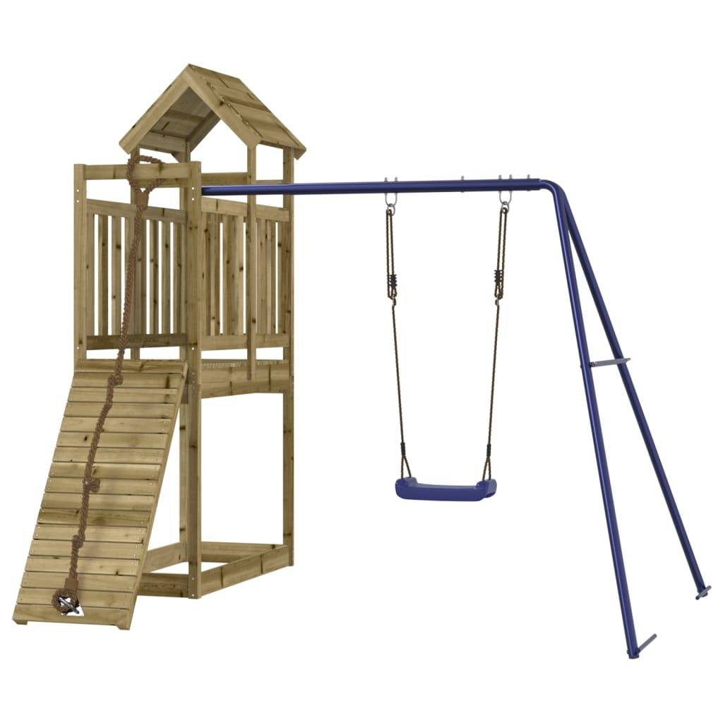 Helloshop26 - Aire de jeux d'extérieur balançoires toboggan portiques robuste jeux jardin 243 x 186 x 214 cm bois de pin imprégné - Image 1