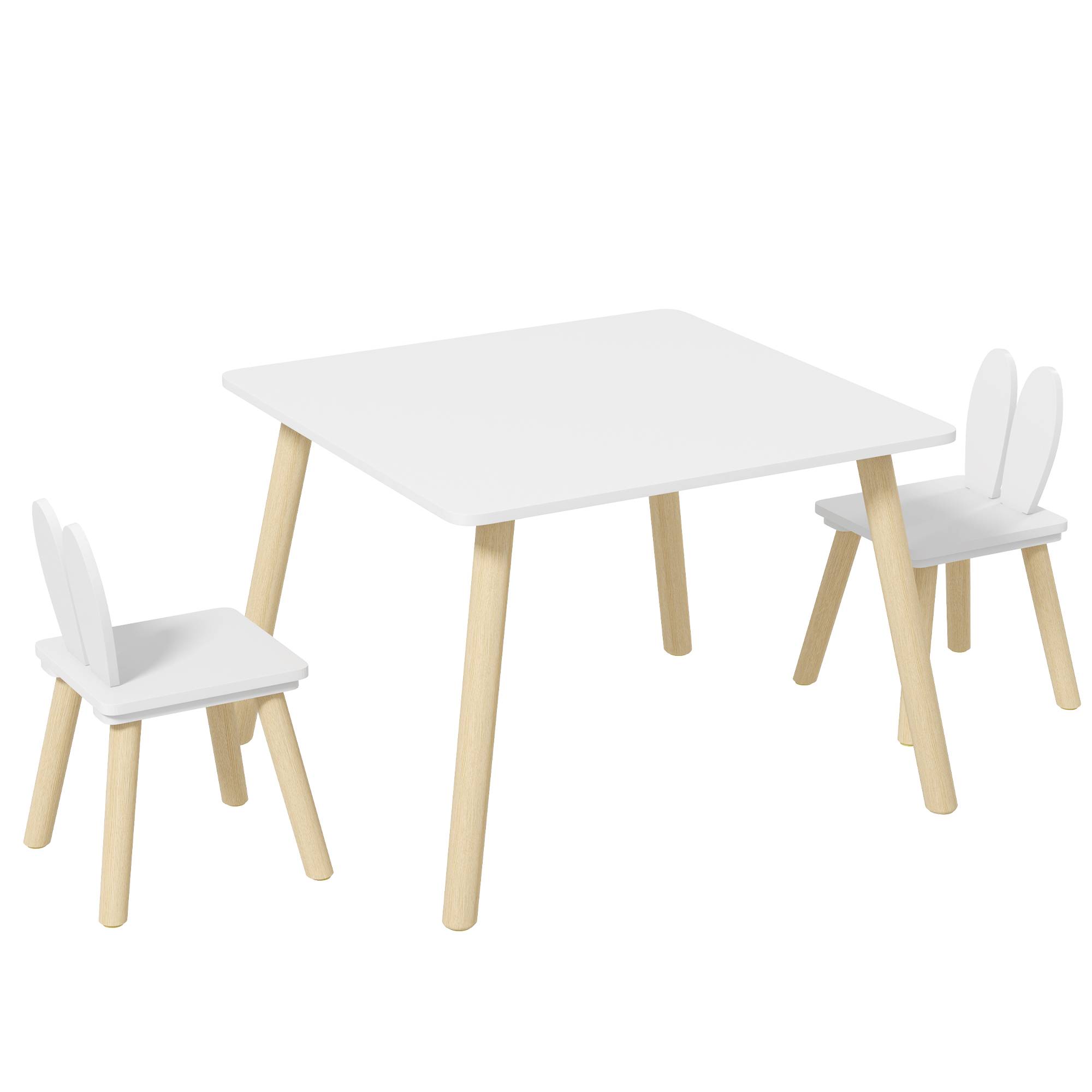 Table enfant avec chaises dossier oreilles lapin, pour crèche salle de jeu, blanc - Image 2