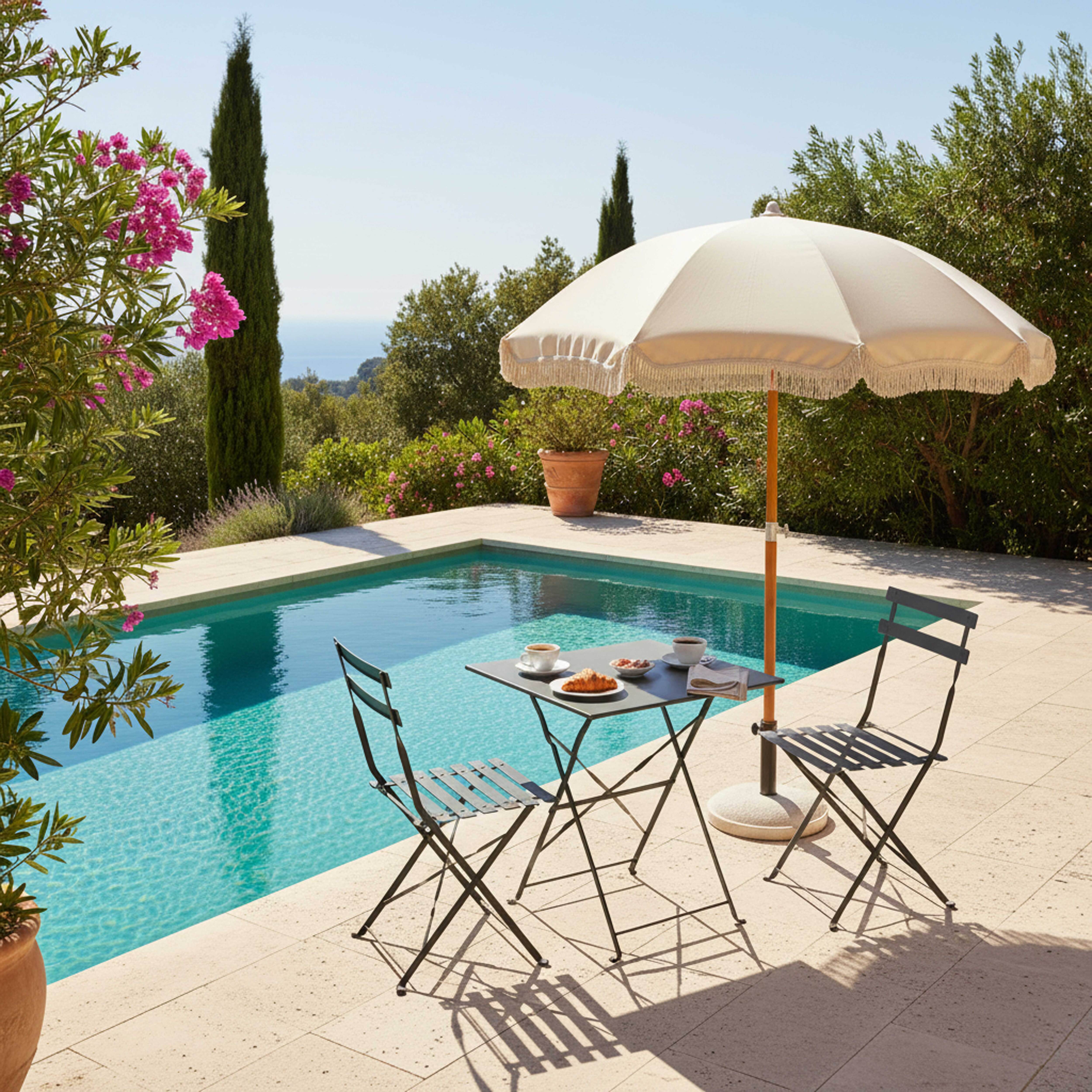 Oviala - Table de jardin pliante bistrot en acier gris Rome - Oviala - Image 4