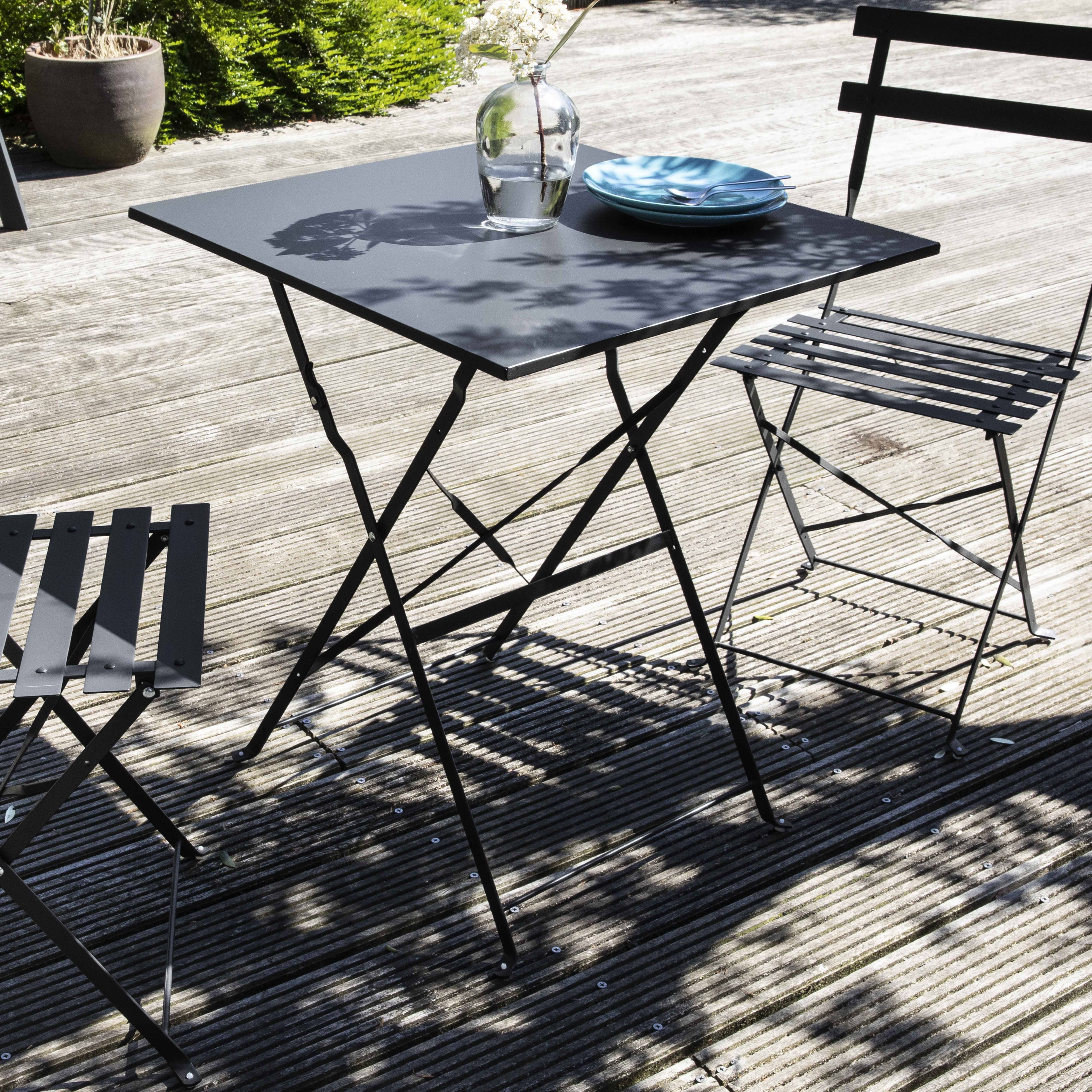 Oviala - Table de jardin pliante bistrot en acier gris Rome - Oviala - Image 5