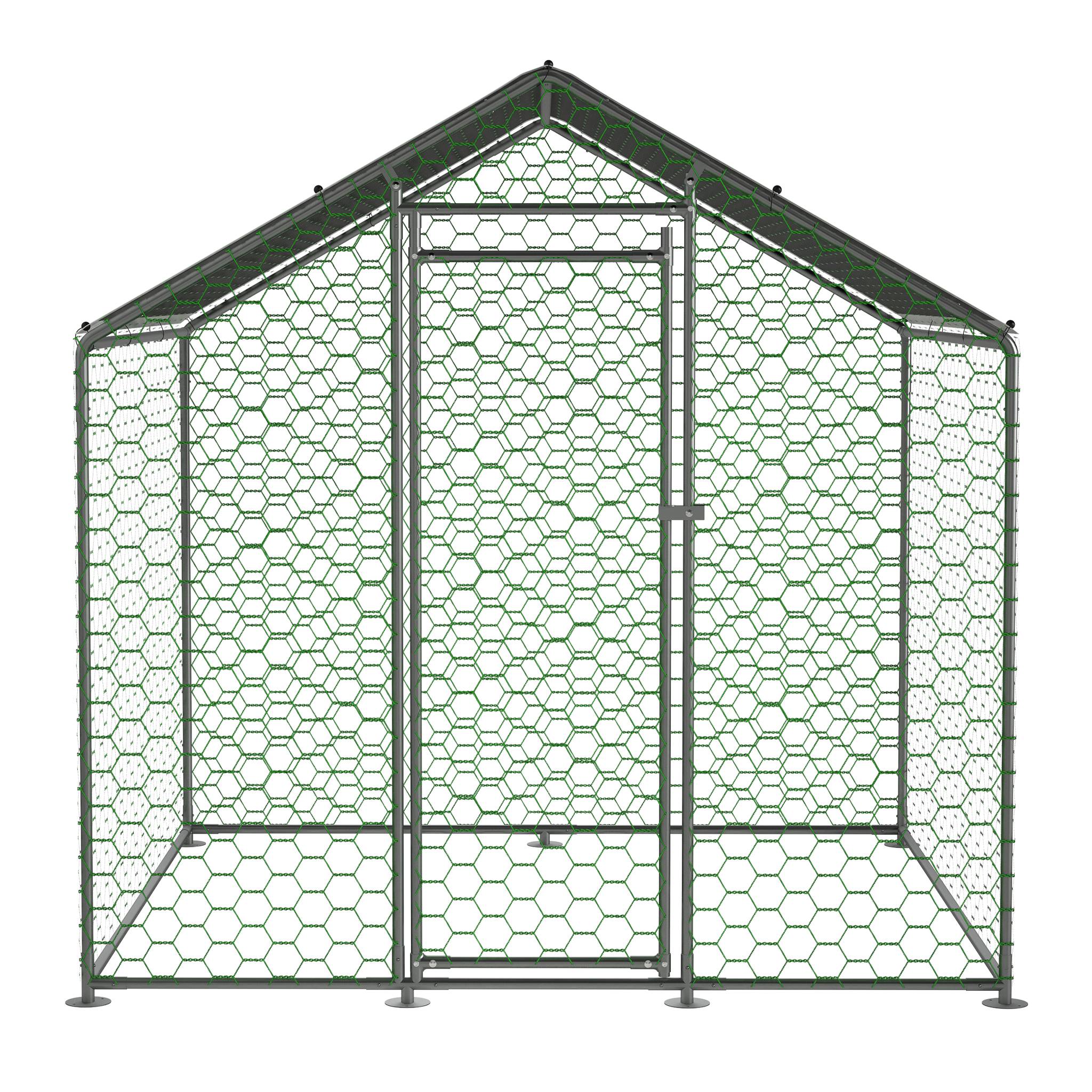 Enclos Poulailler en Métal Galvanisé 380x280CM avec Housse Supérieure en Tissu Oxford Parc Grillagé pour Poulet Canard Lapin