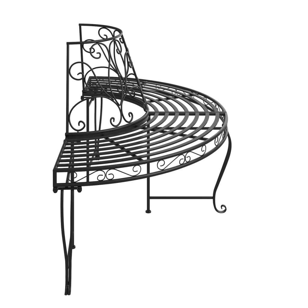 Vidaxl - Banc demi-circulaire tour d'arbre Ø160 cm Noir Acier vidaXL 318824 - Image 5