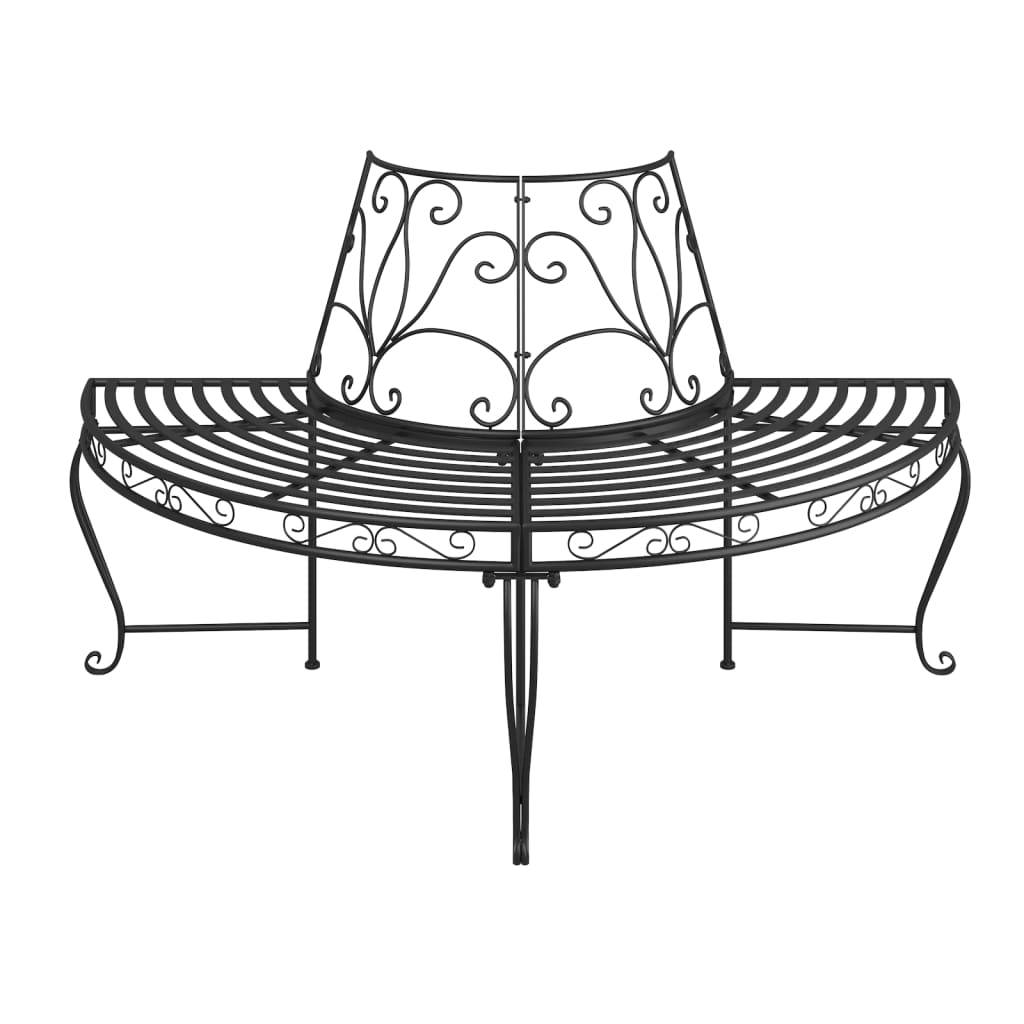 Vidaxl - Banc demi-circulaire tour d'arbre Ø160 cm Noir Acier vidaXL 318824 - Image 4