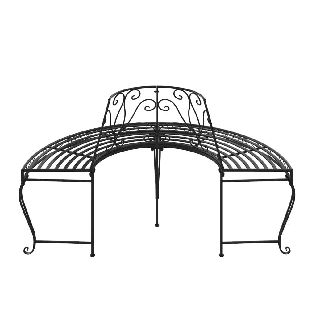 Vidaxl - Banc demi-circulaire tour d'arbre Ø160 cm Noir Acier vidaXL 318824 - Image 6