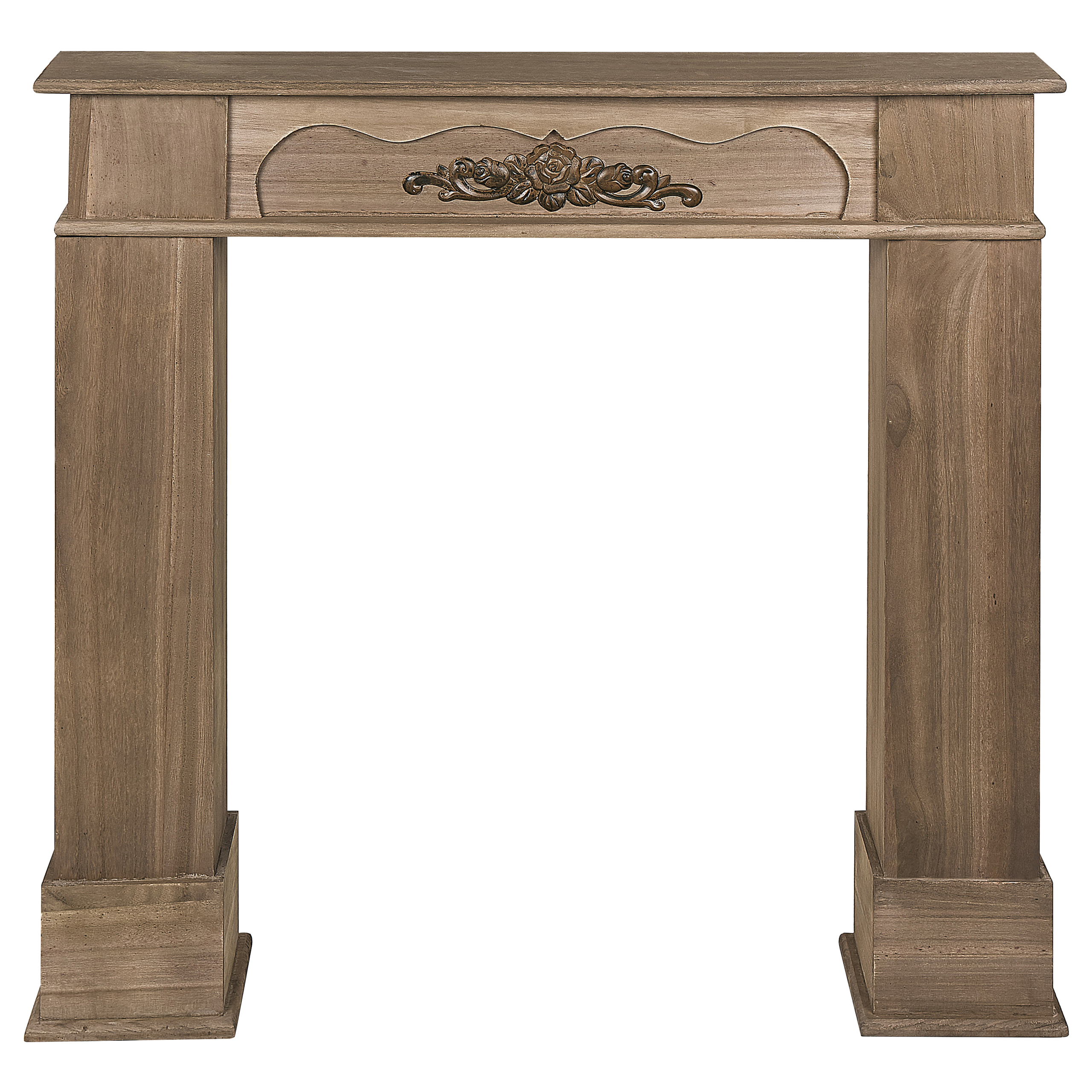 Beliani - Revêtement de Cheminée Bois Paulownia Foncé 104 x 18 x 98 cm Cadre Contour de Cheminée avec Ornements Classique Traditionnel Salon - Image 1