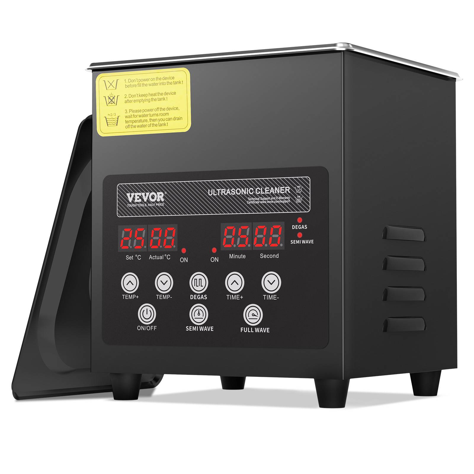 VEVOR Nettoyeur ultrasons numérique 2L, 60W, mode doux/dégazage, chauffage/minuterie, pour prothèses, bijoux, outils. - Image 1