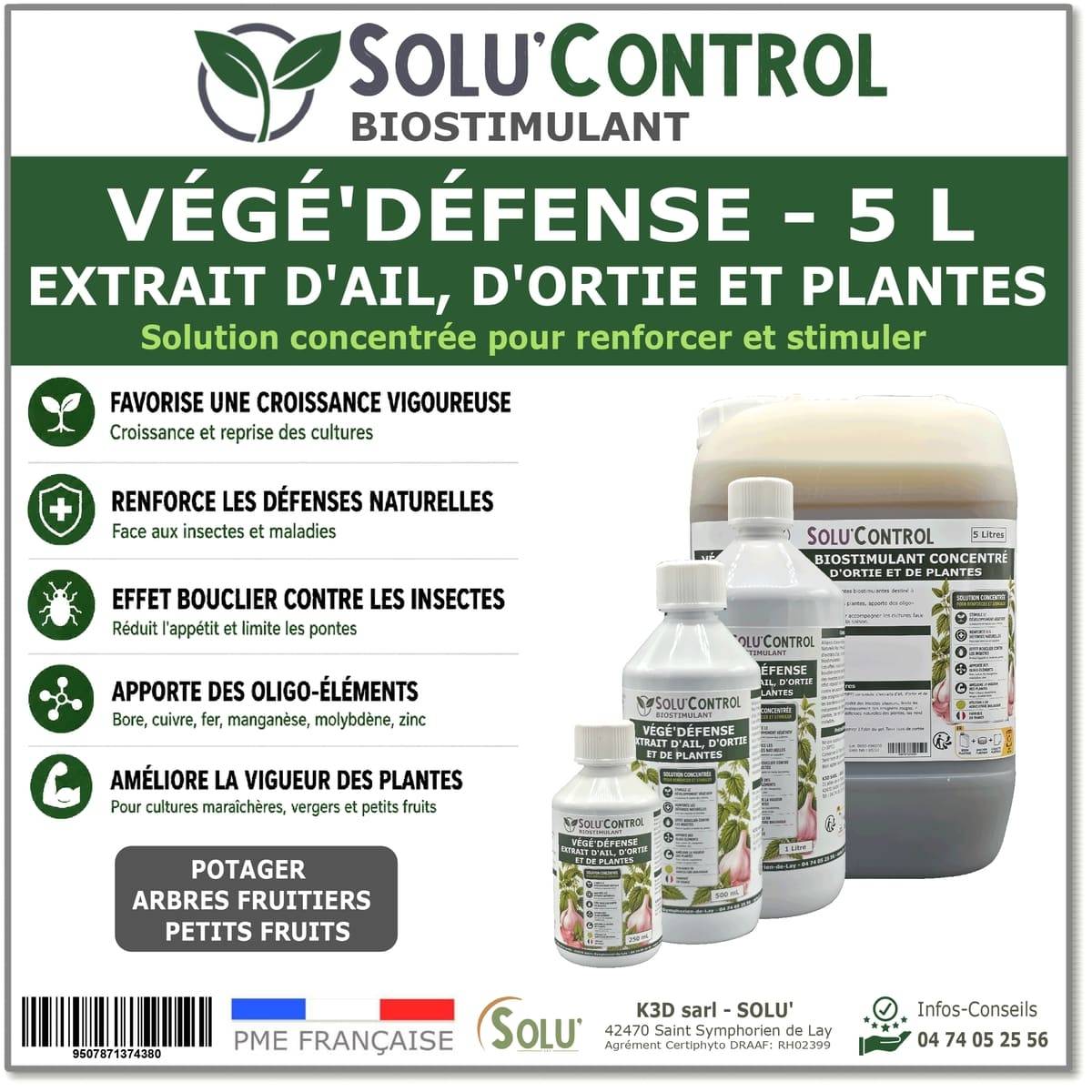 Tout pour les nuisibles - Biostimulant Concentré à l'Extrait d'Ail, d'Ortie et de Plantes Solu'Control Vége'Défense – 250 ml – Renforce les Défenses Naturelles des Plantes - Image 8