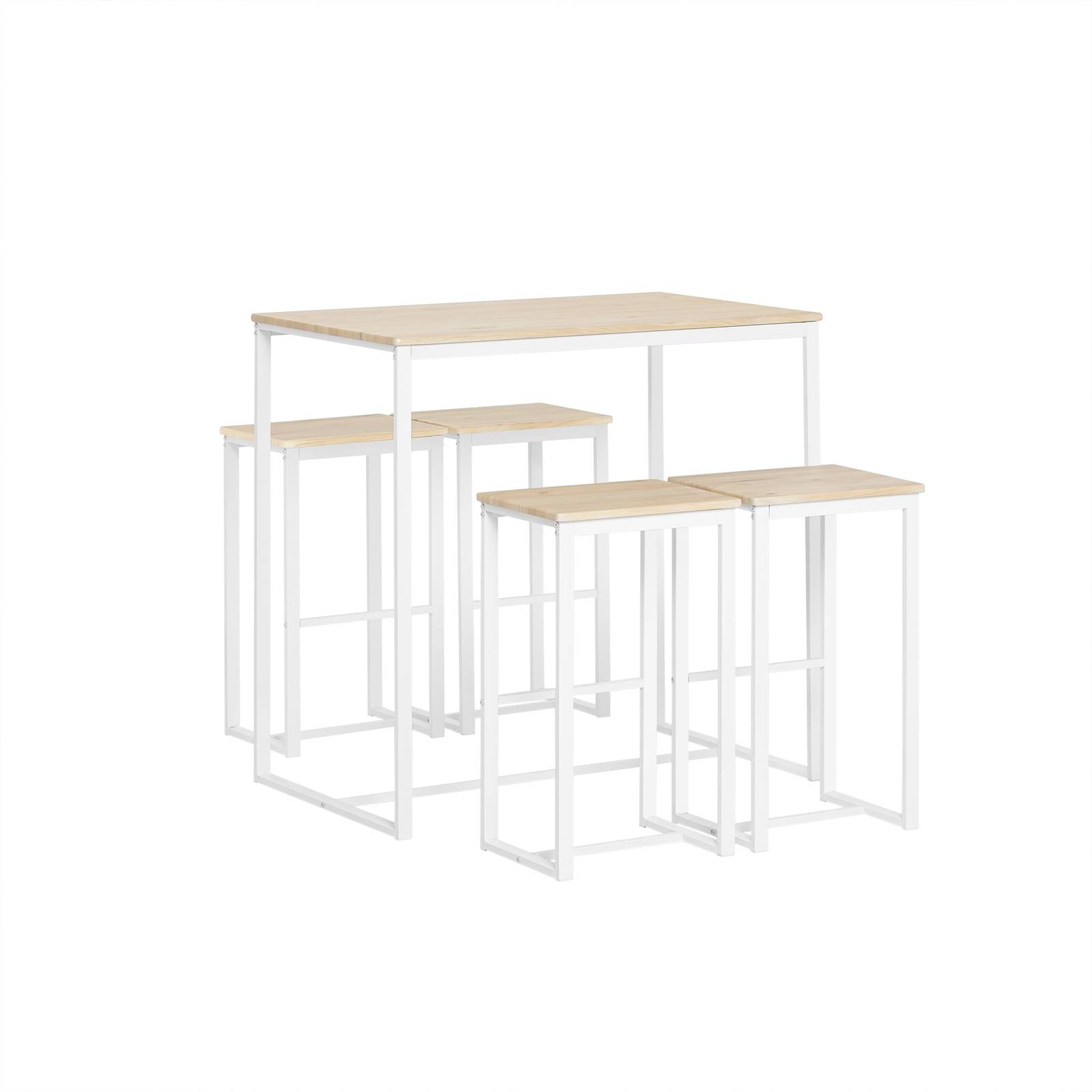SoBuy Table Mange-Debout Compacte avec 4 Tabourets pour Cuisine et Petits Espaces, Design Gain de Place 100x60x96cm Modèle OGT15-WN - Image 1