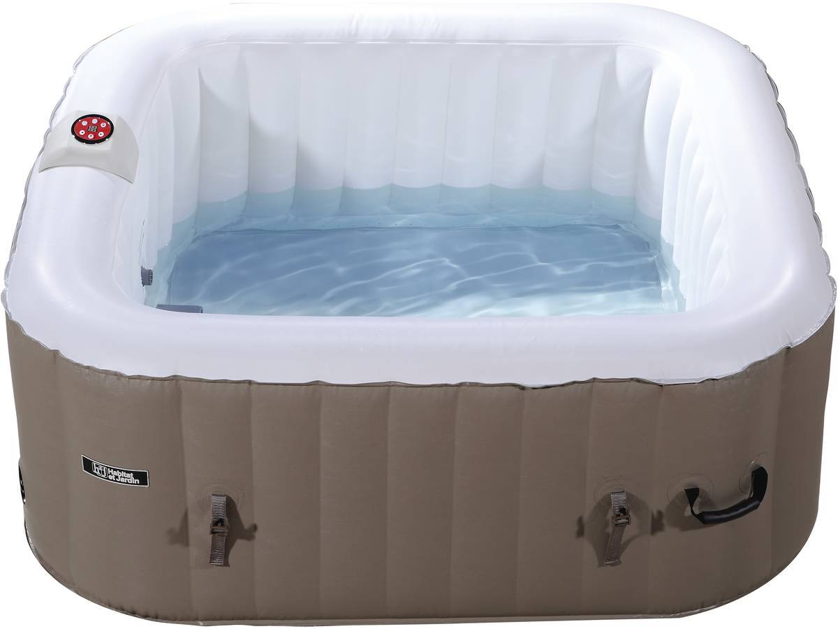 Habitat Et Jardin - Spa Gonflable Carré En Pvc "monac" - 4 Places - Taupe -habitat Et Jardin - Image 1