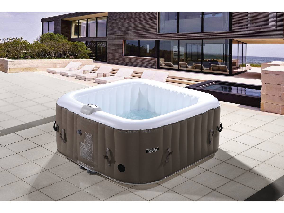 Habitat Et Jardin - Spa Gonflable Carré En Pvc "monac" - 4 Places - Taupe -habitat Et Jardin - Image 2
