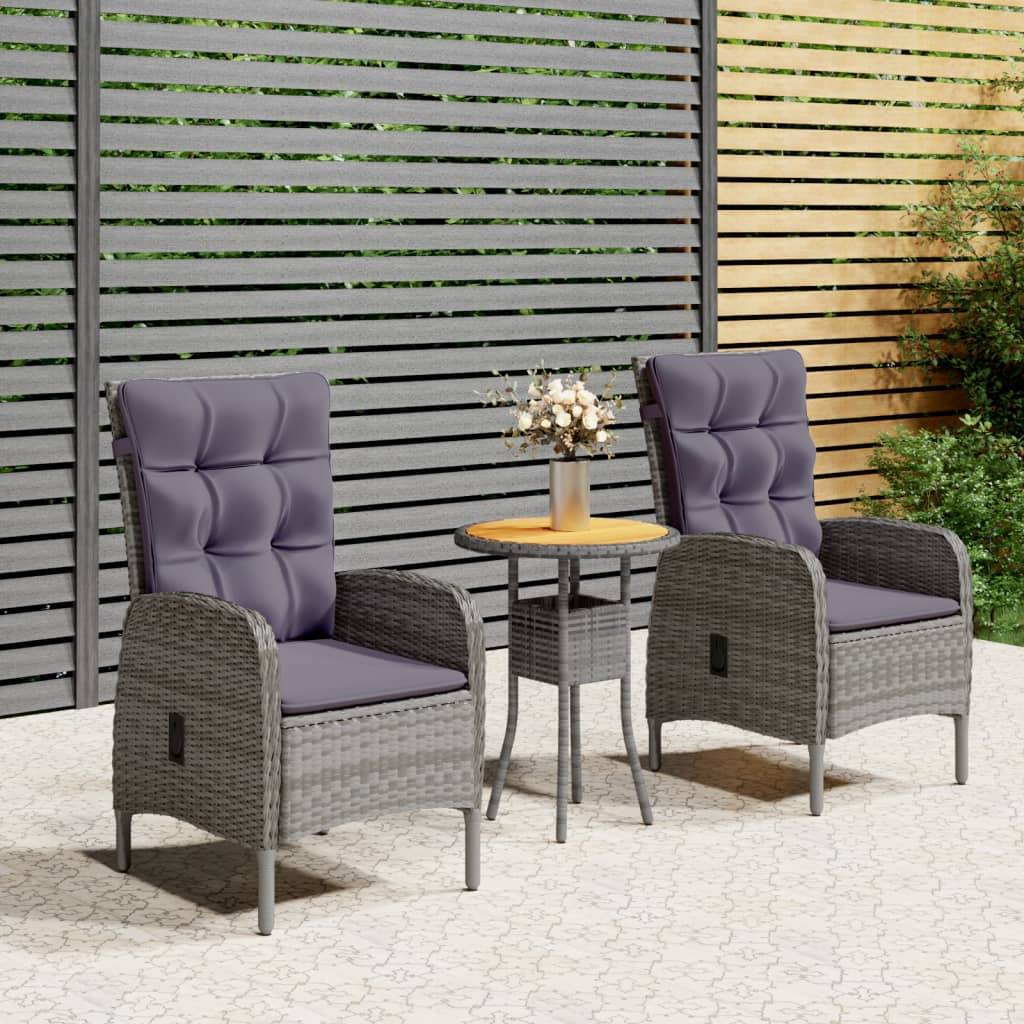 Vidaxl - Ensemble de bistro de jardin 3 pcs Résine tressée Gris vidaXL 3058543 - Image 1