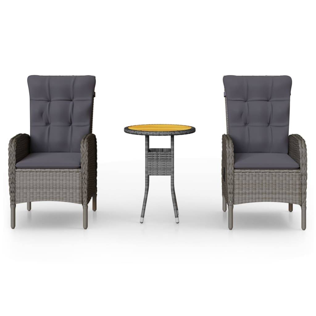 Vidaxl - Ensemble de bistro de jardin 3 pcs Résine tressée Gris vidaXL 3058543 - Image 2