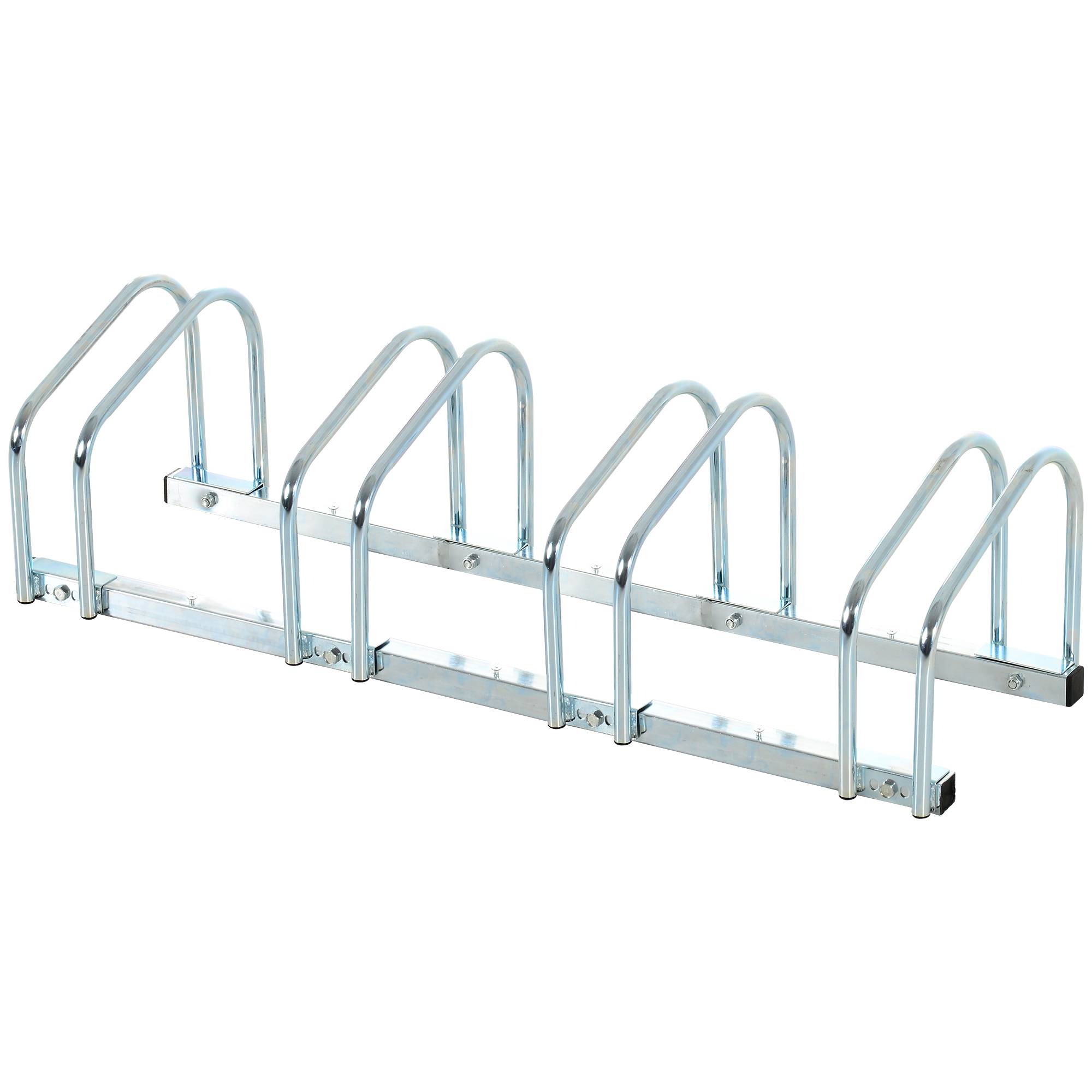Support vélos en acier pour 4 vélos 110x33x27 cm argent, rangement mural gain de place pour garage - Image 1